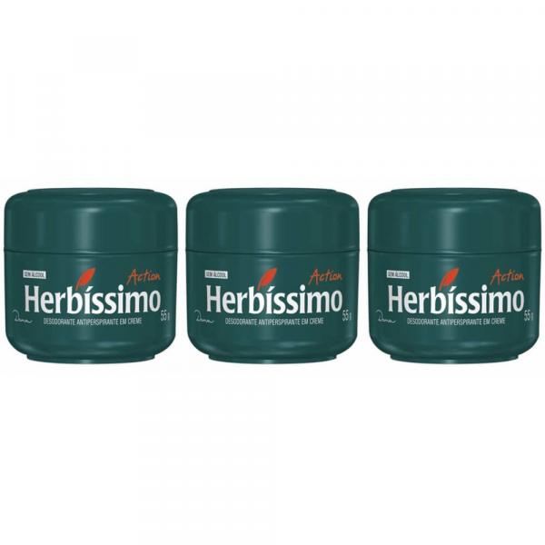 Herbíssimo Action Desodorante Creme 55g (Kit C/03)