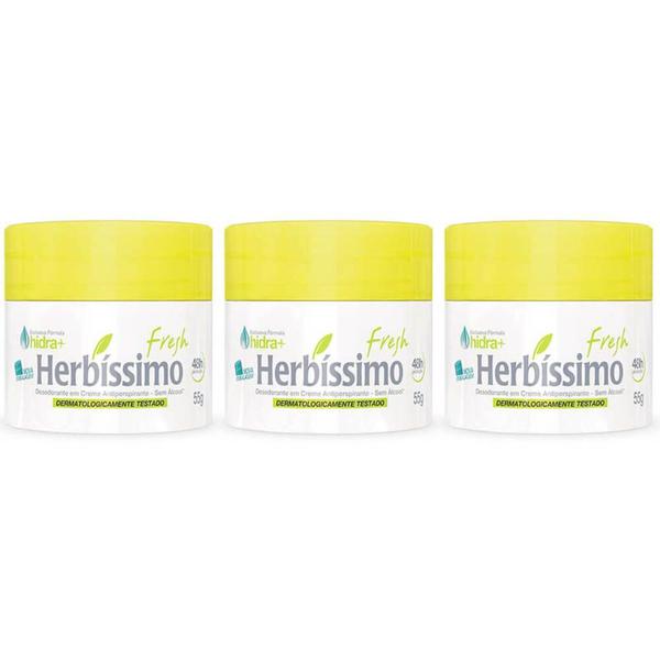 Herbíssimo Fresh Desodorante Creme 55g (Kit C/03)
