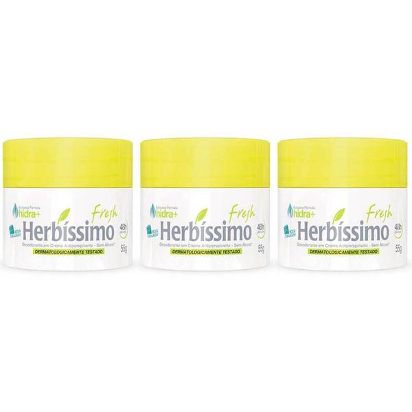 Herbíssimo Fresh Desodorante Creme 55g (kit C/03)
