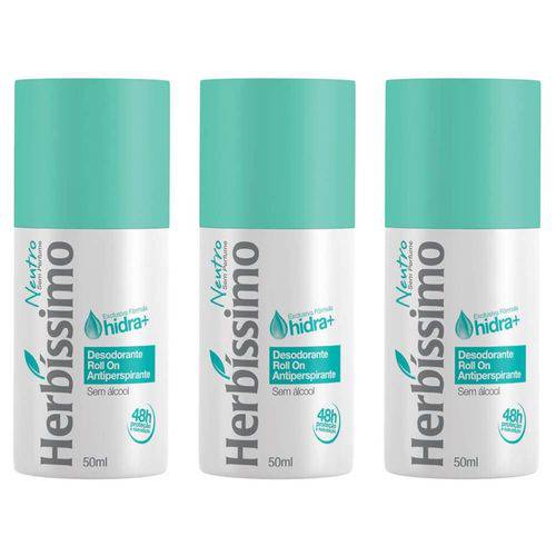 Herbíssimo S/ Perfume Desodorante Rollon 50ml (kit C/03)