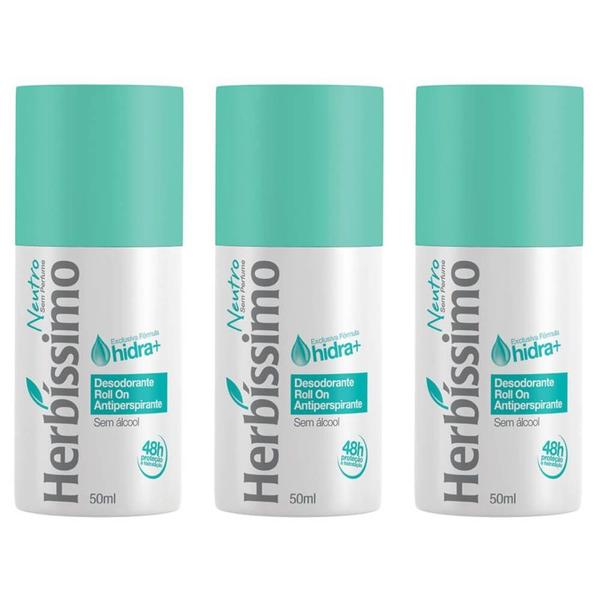 Herbíssimo S/ Perfume Desodorante Rollon 50ml (kit C/03)