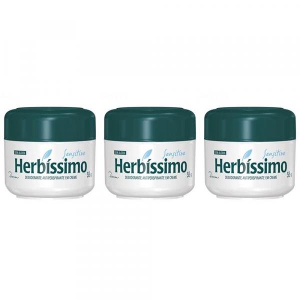 Herbíssimo Sensitive Desodorante Creme 55g (Kit C/03)