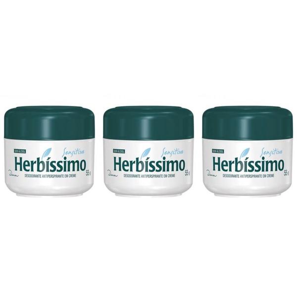 Herbíssimo Sensitive Desodorante Creme 55g (kit C/03)