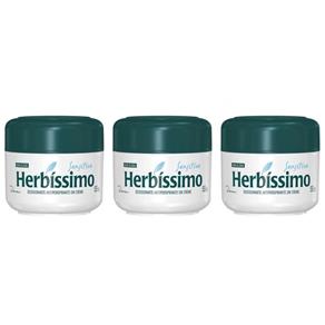 Herbíssimo Sensitive Desodorante Creme 55g - Kit com 03