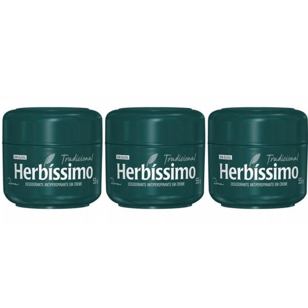 Herbíssimo Tradicional Desodorante Creme 55g (Kit C/03)