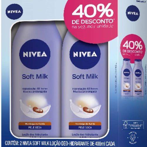 Hid Nivea Soft Milk 400ml C/2 C/40% Desc