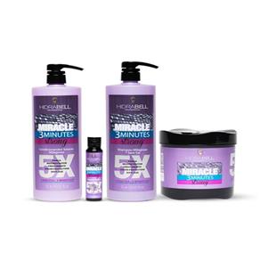 Hidrabell Miracle 3 Minutos 5 Beneficios Shampoo Condicionador Ampola Máscara - Kit