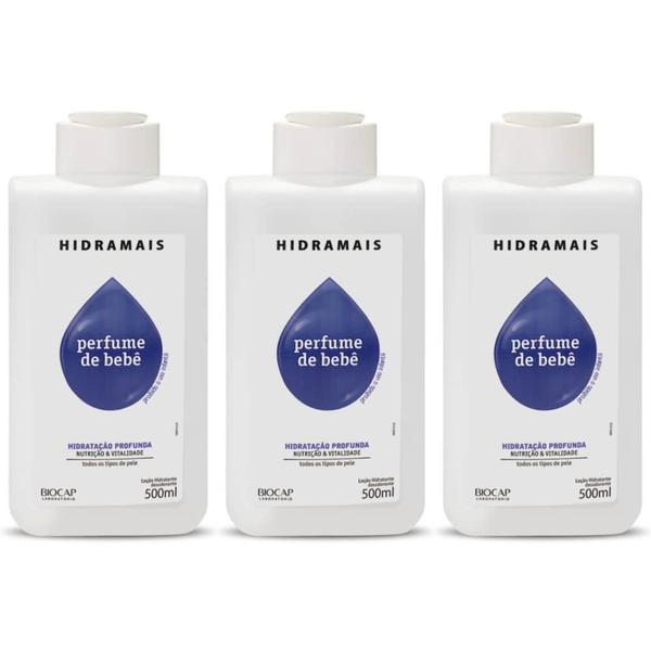 Hidramais Perfume de Bebê Loção Hidratante 500ml (Kit C/03)