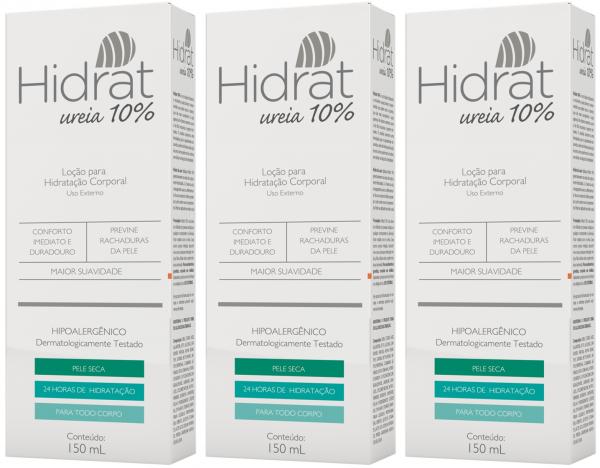 Hidrat Ureia 10% Hidratante Corporal 150ml - Kit com 3 Unidades