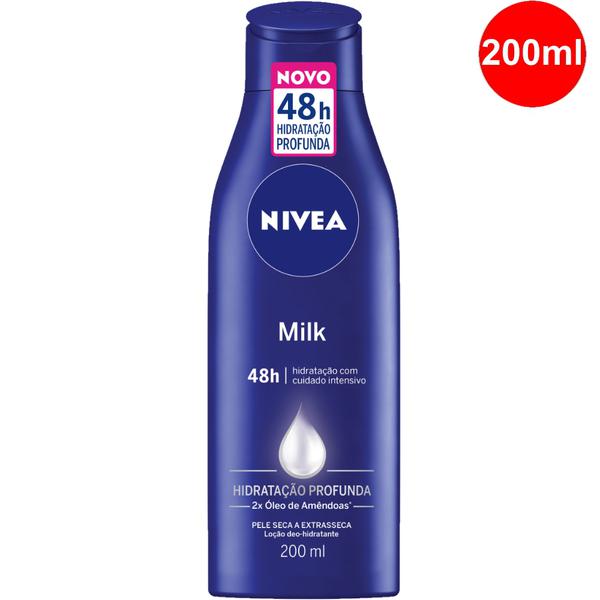Hidratante Nivea Milk 200ml 48h Hidratação Profunda Pele Seca a Extrasseca