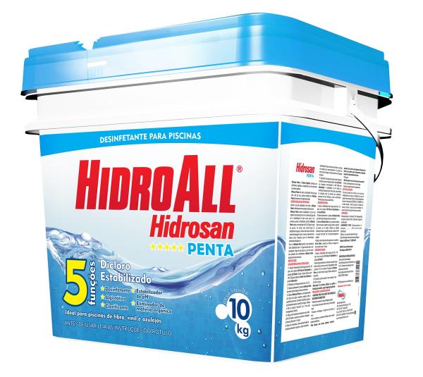 Hidrosan Penta Desinfetante Multifunções para Piscinas Hidroall -10 Kg