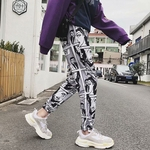 Hip Hop Esporte Slacks para mulheres dos homens pés atados Comic padrão Nona Calças