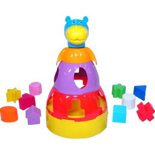 Hipopótamo Didático Colorido com Blocos Geométricos de Encaixar Mercado Toys 297