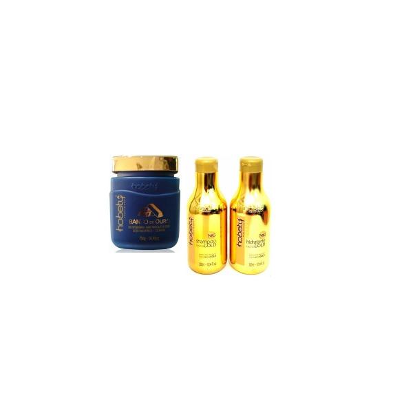 Hobety Banho de Ouro - TRIO Shampoo e Hidratante 300g + Máscar 750g