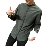 Homem Lazer Simples Camisa Carrinho Loose Camisas Casual Mangas Compridas Lençóis De Algodão Camisas