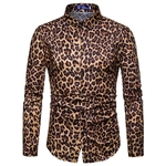 Homem Nightclub Leopard Print Digital Print Long Sleeve Shirt Costume