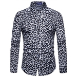 Homem Nightclub Leopard Print Digital Print Long Sleeve Shirt Costume