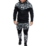 Homens Classico Camouflage Sports Matching Suit Alta cintura elástica Calças Compridas Casual + Jacket