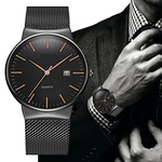 Men Date Display Classic Quartz Stainless Steel Wrist Watch