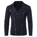 Homens Elegante Duplo Oblique Zipper Casual Magro Jacket casaco quente Único Thicken