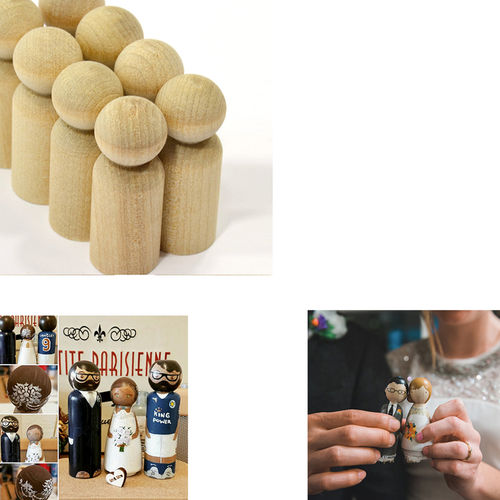 Homens Forma Peg Dolls Natural Hardwood inacabados DIY do bolo de casamento Crianças Decoração Brinquedos Crafts 10PCS / Set