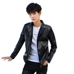 Homens frescos respirável PU Leather Jacket Slim Fit Moda Motocicleta coreano casaco estilo Casual