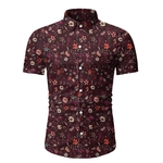 Homens Hawaii praia verão camiseta Impressão Floral Lapel manga curta Masculino Casual Shirt