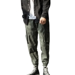 Men Hip-hop Multi-Pockets Cargo Pants Silid Color Pencil Pants Sports Casual Loose Trousers