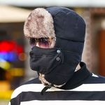 Homens Inverno Engrosse lã quente Cap Máscara Ear Care for Outdoor equitação esqui