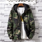 Homens Jacket Moda Outono Double-Sided Camouflage Jacket Imprimir com capuz