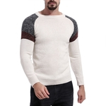 Homens Knitting Sweater Combinada Cor Crew Neck manga comprida Magro pulôver Casual