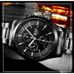 Homens Luxo Esportes Casual Waterproof Quartz Stainless Steel Watchband relógio de pulso
