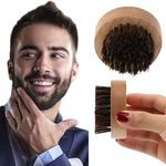 Homens Madeira + Boar Rodada Pêlos Da Barba Comb Escova Pêlos Faciais Para O Bigode Condicionado Styling E Manutenção