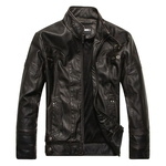 Homens Motorcycle Jacket Leather Zipper fresco moda Slim Fit PU Top Coat