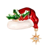 Homens Mulheres Rhinestone Embutidos Chapéu De Natal Esmalte Broche Pin Corsage Xmas Gift