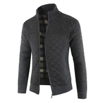 Homens Outono Inverno Grosso Knit Plush camisola Correspondência de cores stand gola do casaco