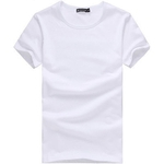 Homens Simples Casual cor sólida curta de algodão T-shirts de manga comprida