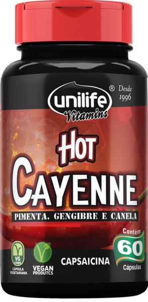 Hot Cayenne Pimenta Gengibre e Canela 60 Cápsulas Unilife Vitamins
