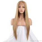 Hot Selling Synthetic Lace Front Wigs For Women 27# Straight Long Wigs Glueless Light Brown Color Natural Hairline Heat Resistant Cosplay