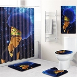 HUN 5pcs Bathroom Supplies África menina Pattern Cortina Waterproof Mats PVC Tapetes Shower Curtain