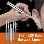 5 Pcs / set lanterna escolher ouvido luminosos Earwax colher Pinças Ear Lavagem Tool Set cor aleatória