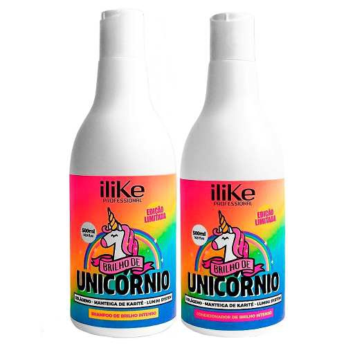 Ilike Brilho de Unicórnio Kit Shampoo e Condicionador 500ml com Colágeno e Karité - Ilike Professional