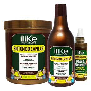 Ilike Kit Biotônico Capilar Shampoo 500ml Máscara 1Kg Spray 100ml