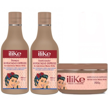Ilike Professional - Kit Hidratação Express Shampoo + Condicionador + Máscara