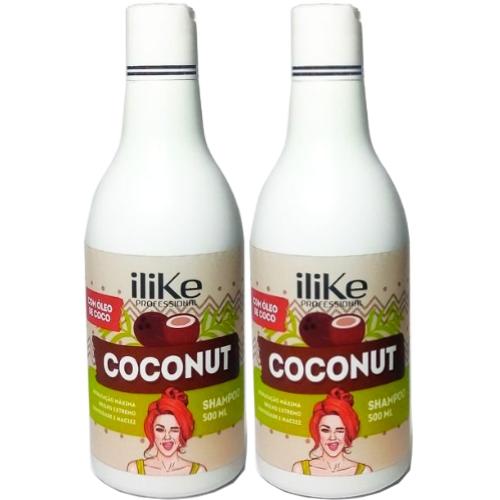 Ilike 2 Shampoo Hidratante Coconut 500ml com Óleo de Coco - Ilike Professional