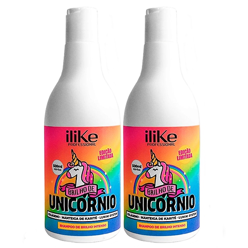 Ilike 2 Shampoos Hidratantes Brilho de Unicórnio 500ml com Colágeno - Ilike Professional