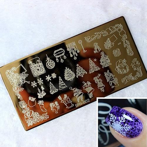 Imagem de Arte de Unha Natal Xmas Holiday Carimbo Stamping Plate Manicure Template