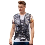 Impressão Digital Moda homens 3D T-shirt falso de duas peças de manga curta