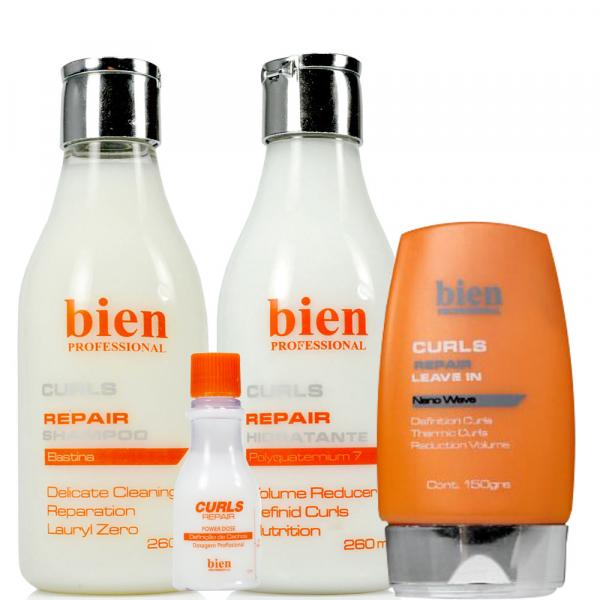 INATIVO Bien Professional - Curls Repair Kit Shampoo + Hidratante + Leav-in+Ampola - Bien Professional