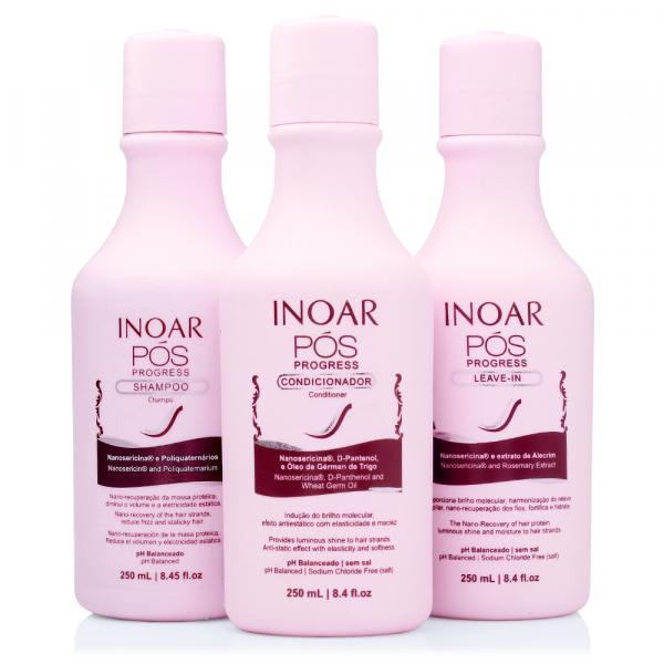 INATIVO Inoar Pós Progress - Kit Pós Progressiva - Shampoo, Condicionador e Leave-in - 3x250ml - Inoar